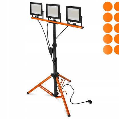 LED pracovní reflektor na stativu 3 × 50 W, 16 500 lm, 4500 K, IP65, výška 180 cm