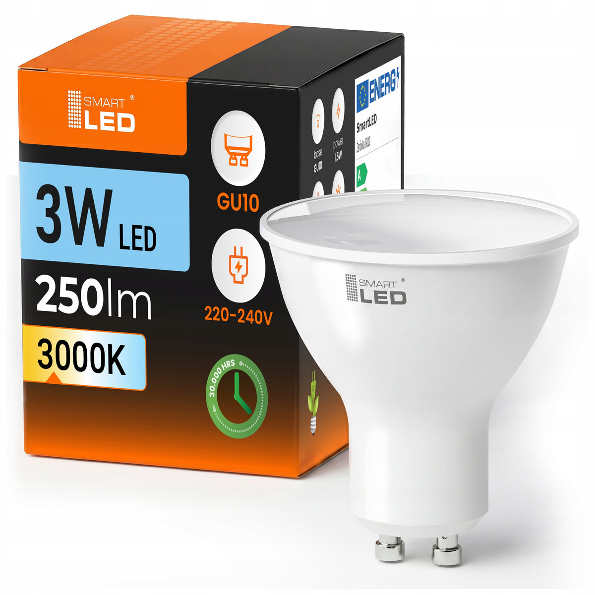 Bílá LED žárovka GU10 3 W, 250 lm, 3000 K – teplá bílá