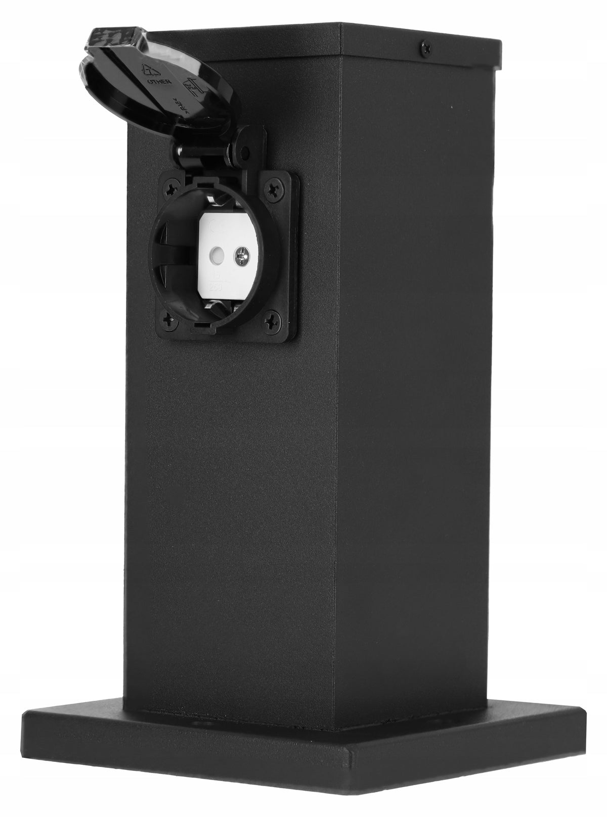 Černý zahradní napájecí sloupek 230 V, IP44