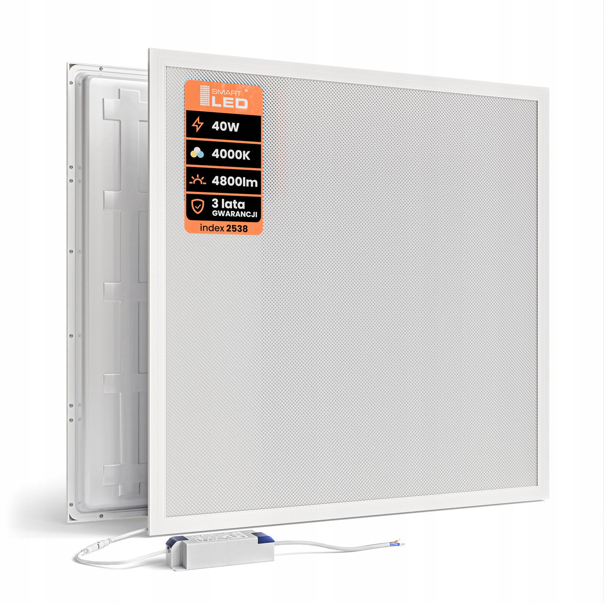 Zápustný LED panel 40 W, 4800 lm, 60 × 60 cm