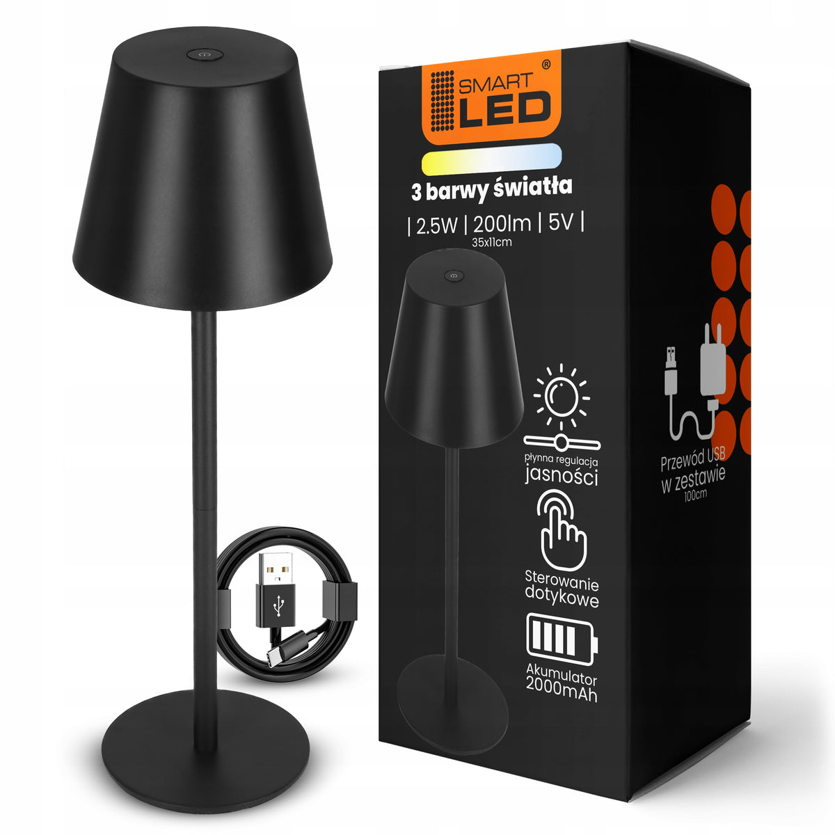 LED stolní lampa, s dotykovým ovládáním, stmívatelná, 3 režimy barvy světla