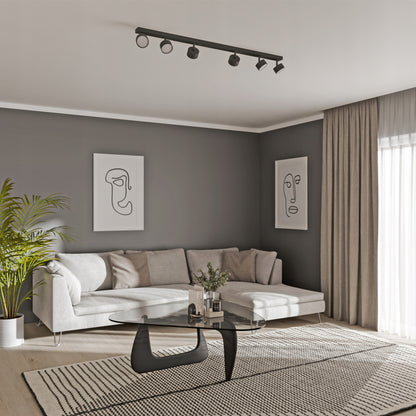 Černé přisazené bodové svítidlo GX53 120 cm, nastavitelné