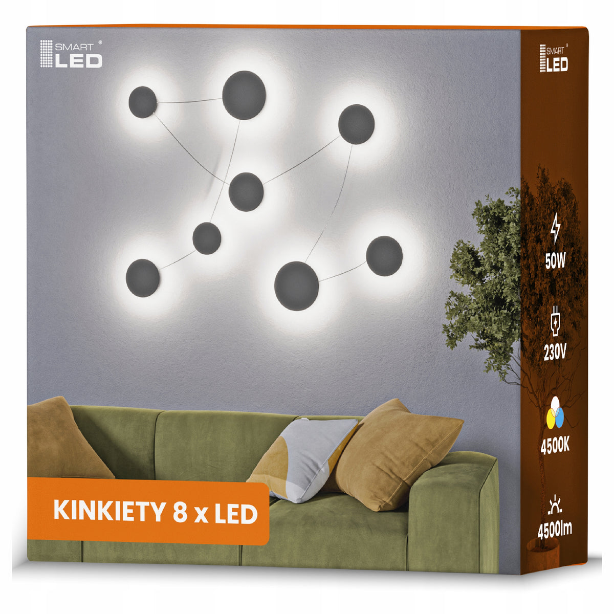 Černé LED nástěnné svítidlo 50 W