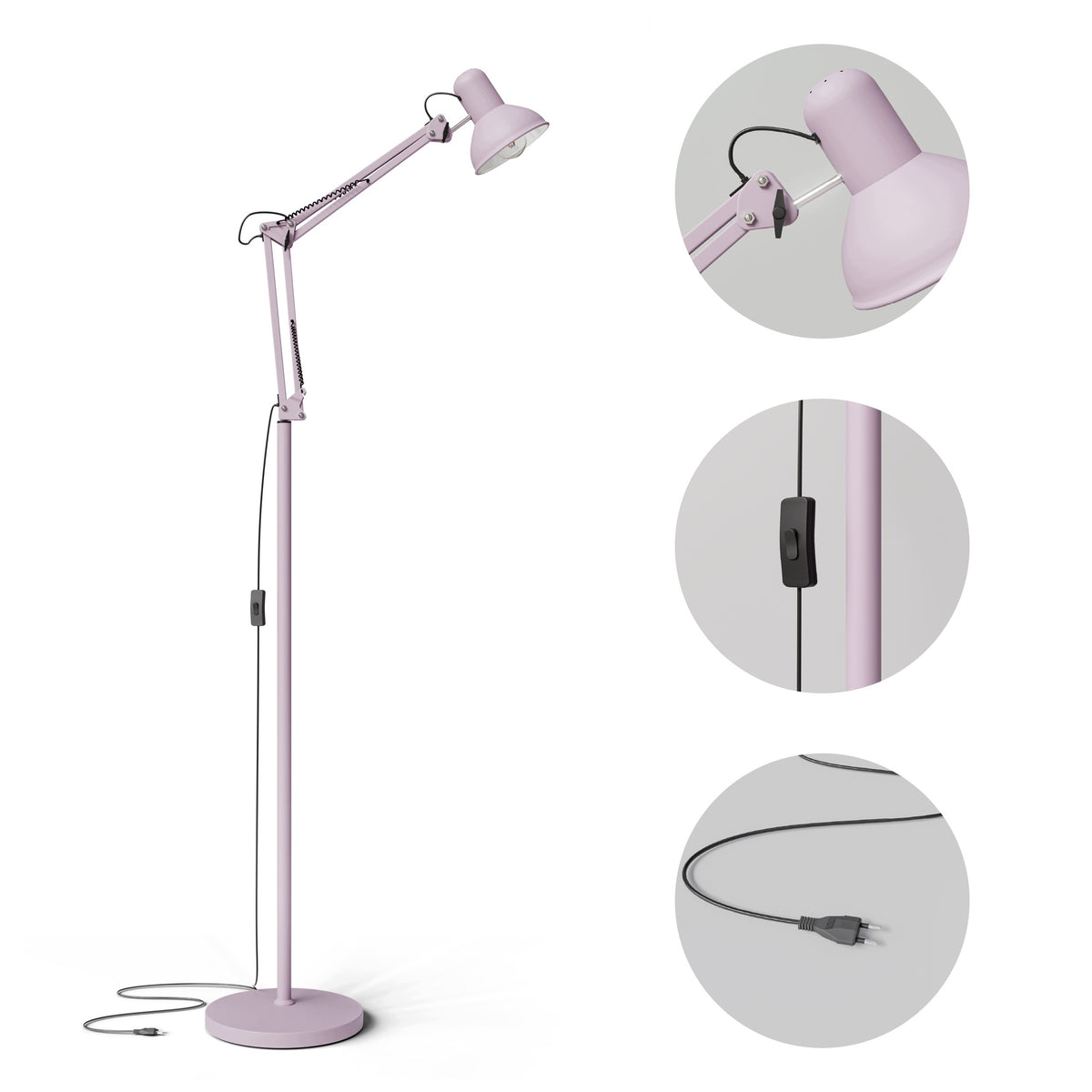 Stojací lampa E27 190 cm, nastavitelná