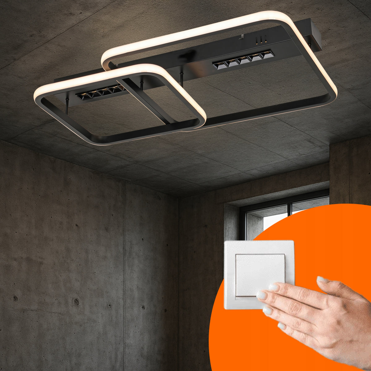 Černé LED závěsné svítidlo 39 W, 3 režimy barvy světla