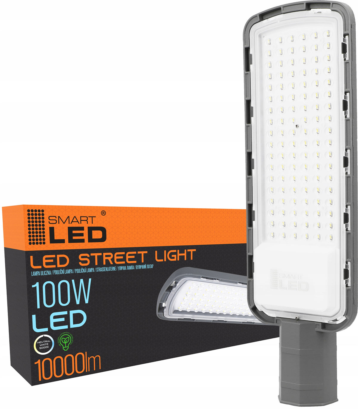 Šedé pouliční LED svítidlo 100 W, 10000 lm, IP65