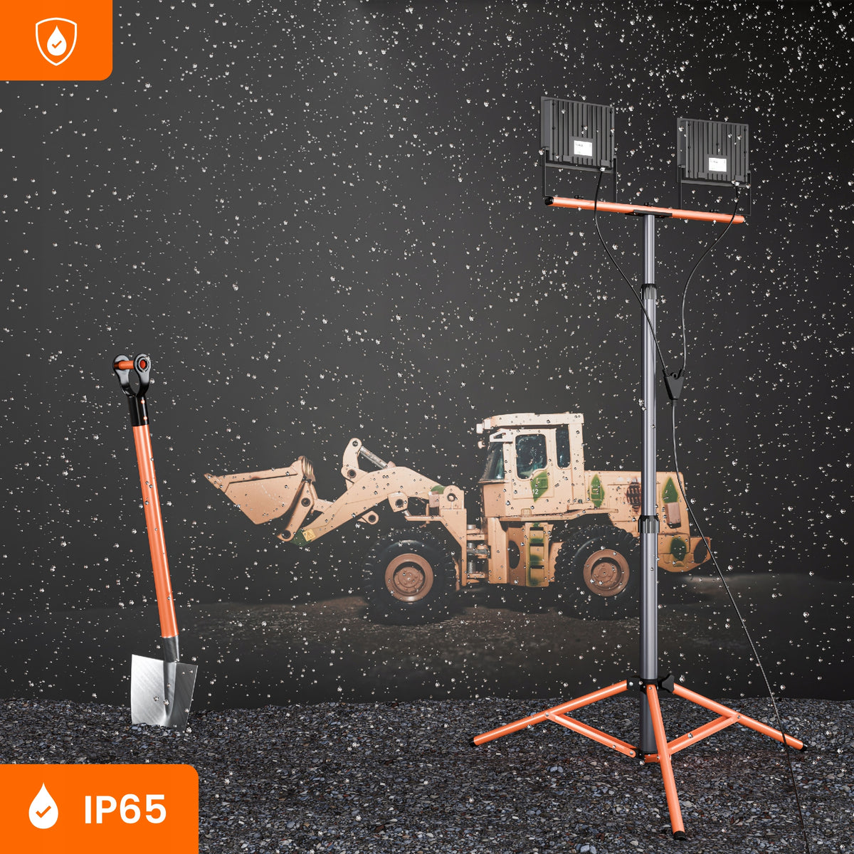 LED pracovní reflektor na stativu 2 × 50 W, 2 × 5500 lm, 4500 K, IP65, 14 × 11,5 cm