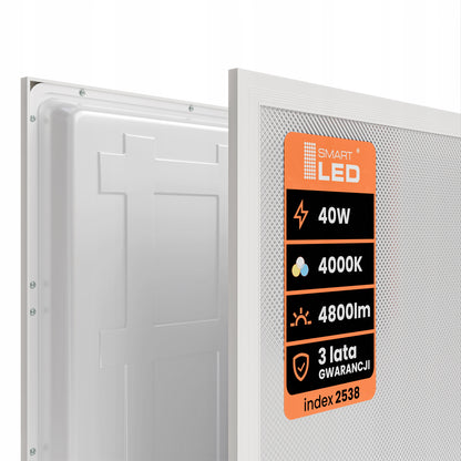 Zápustný LED panel 40 W, 4800 lm, 60 × 60 cm
