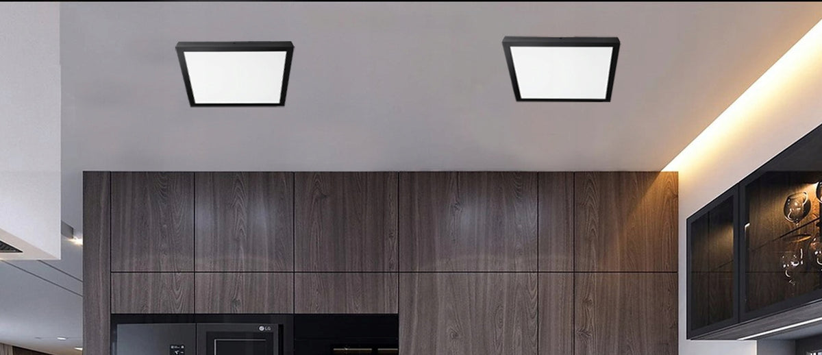 Černý přisazený LED panel 36 W, 40 × 40 cm