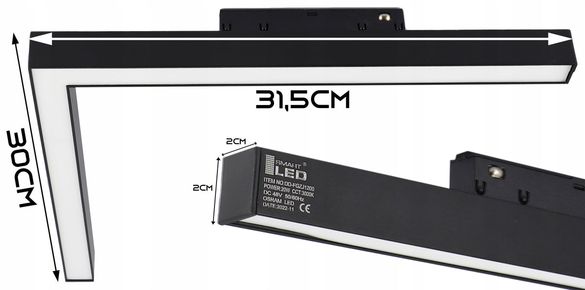 Lištové LED svítidlo 20 W, 3000 K
