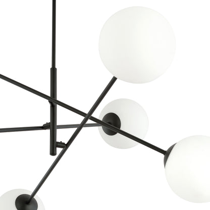 Závěsné svítidlo LINEAR 6 – černé, opálové sklo