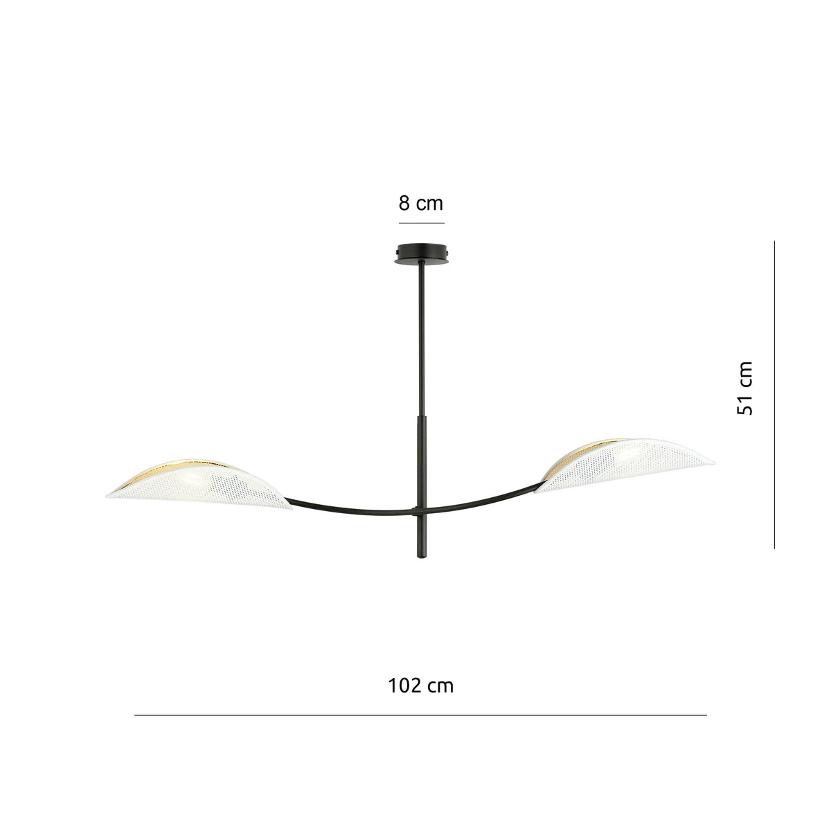 Stropní svítidlo LOTUS 2 – bílé, bílá / zlatá textilní stínidla