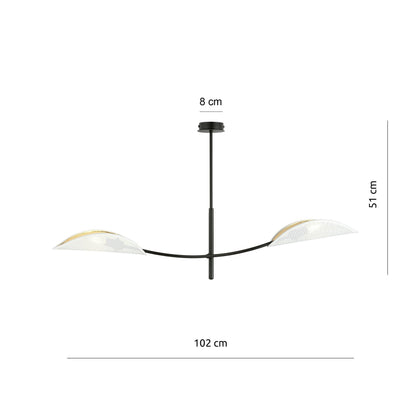 Stropní svítidlo LOTUS 2 – bílé, bílá / zlatá textilní stínidla