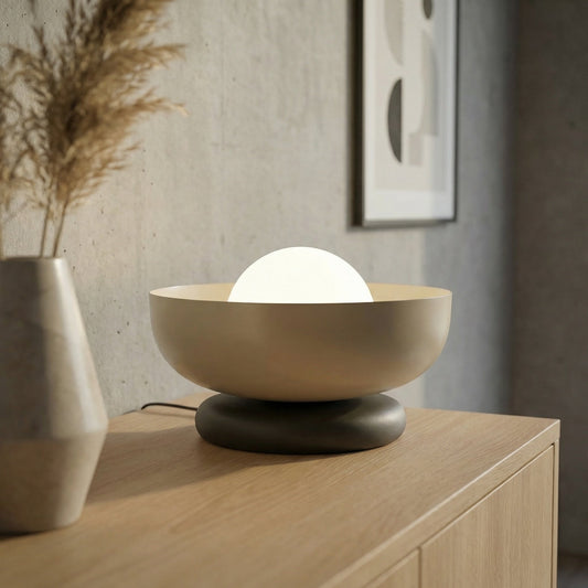 Stolní lampa OZZY LN1 – černá / moka, bílé sklo