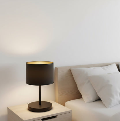 Stolní lampa HILDE LN1 – černá, černé textilní stínidlo
