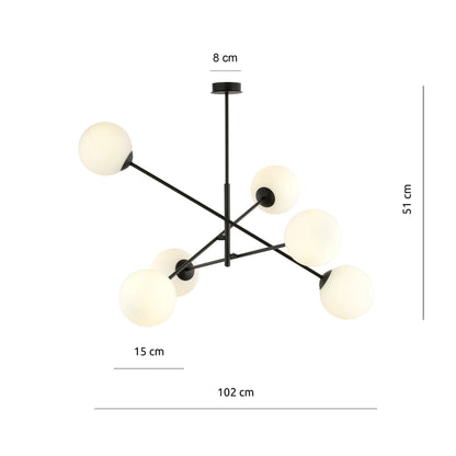 Závěsné svítidlo LINEAR 6 – černé, opálové sklo