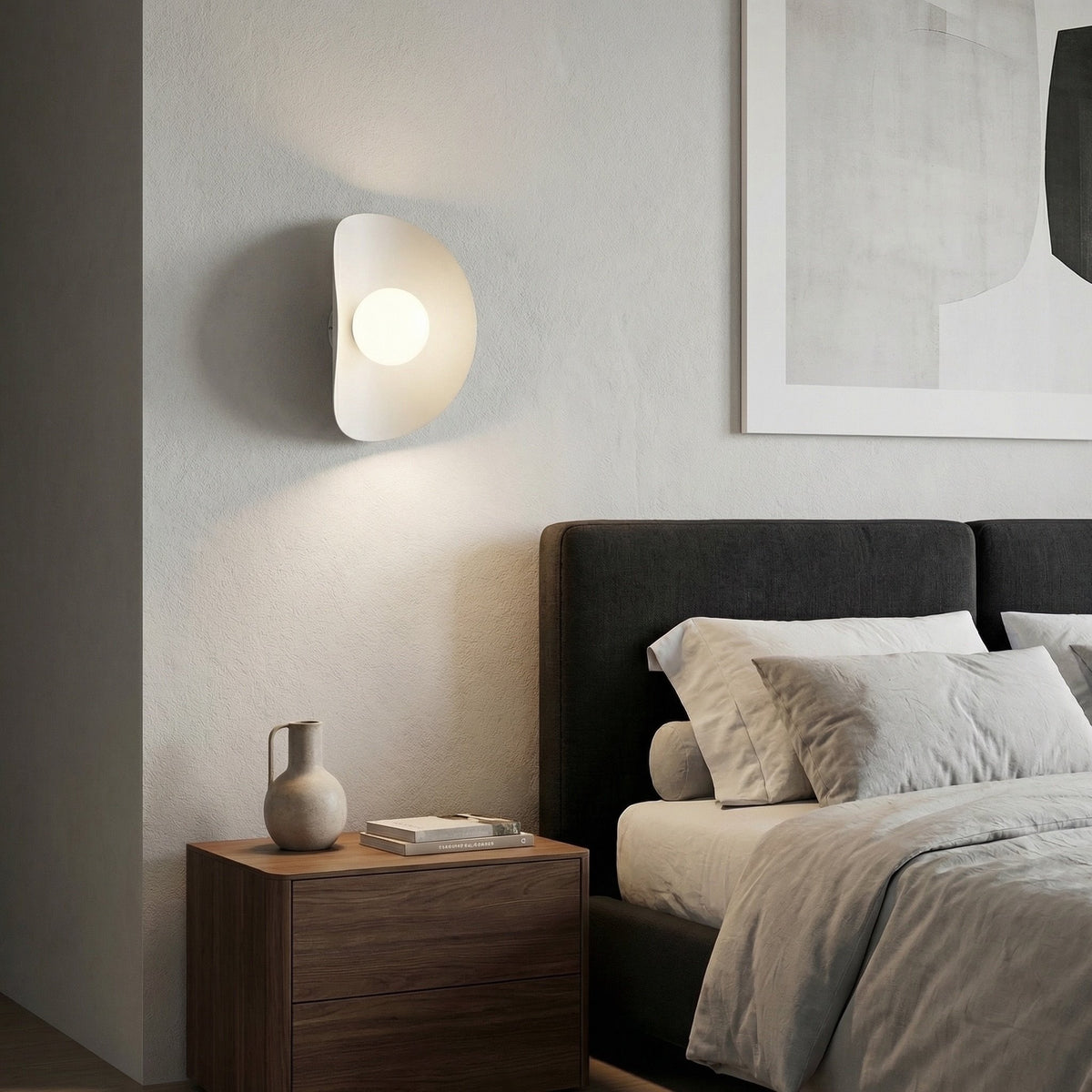 Nástěnné svítidlo FIERO XL K1 – bílé, bílé sklo