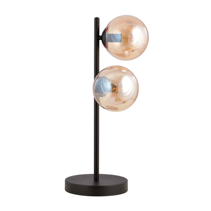 Stolní lampa ROSSI LN2 – černá, jantarové sklo