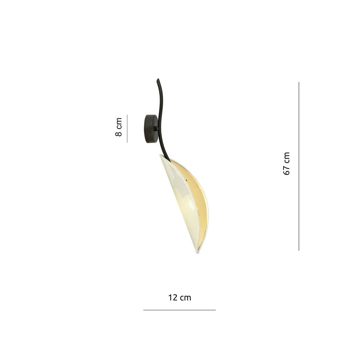 Nástěnné svítidlo LOTUS K1 – bílé, bílé / zlaté textilní stínidlo