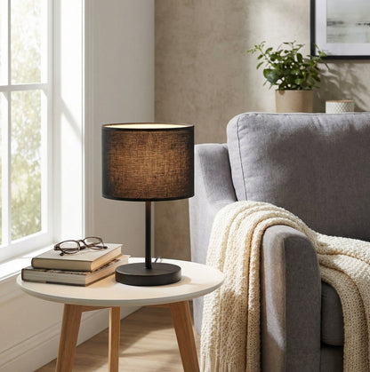 Stolní lampa ECO LN1 – černá, černé textilní stínidlo
