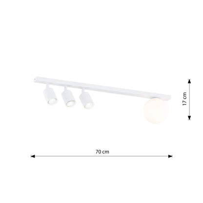 Stropní svítidlo BASTER 4 – bílé, bílé sklo