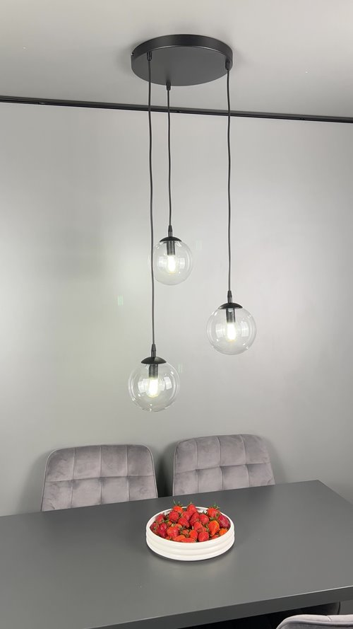 Závěsné svítidlo COSMO 3 PREM – černé, jantarové sklo