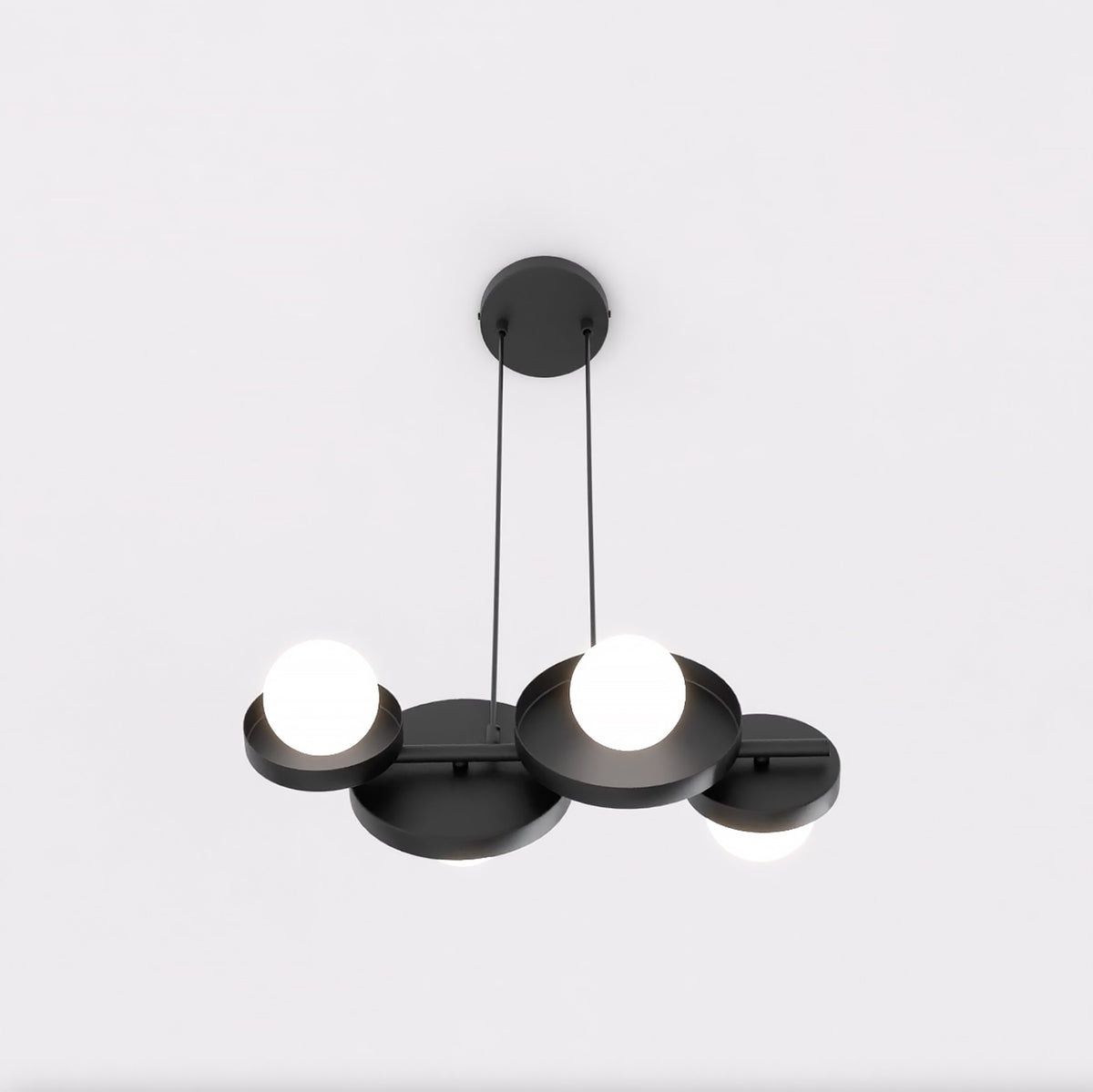 Závěsné svítidlo MODEL 4 – černé, bílé sklo