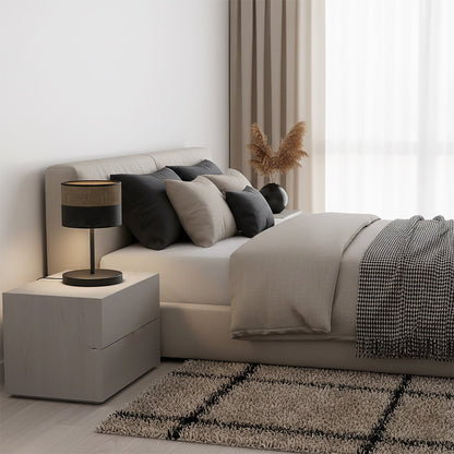 Stolní lampa KARBON LN1 – černá / hnědá, hnědé textilní stínidlo