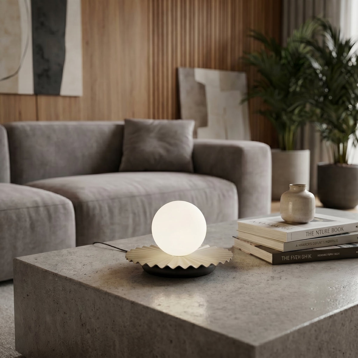Stolní lampa UMBRA LN1 – moka / černá, bílé sklo