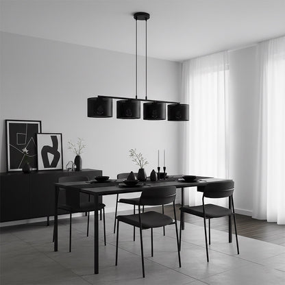 Závěsné svítidlo LUX 4 – černé, černá textilní stínidla