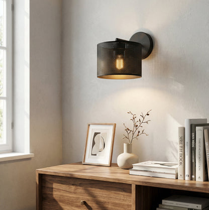Nástěnné svítidlo LUX K1 – černé, černé textilní stínidlo