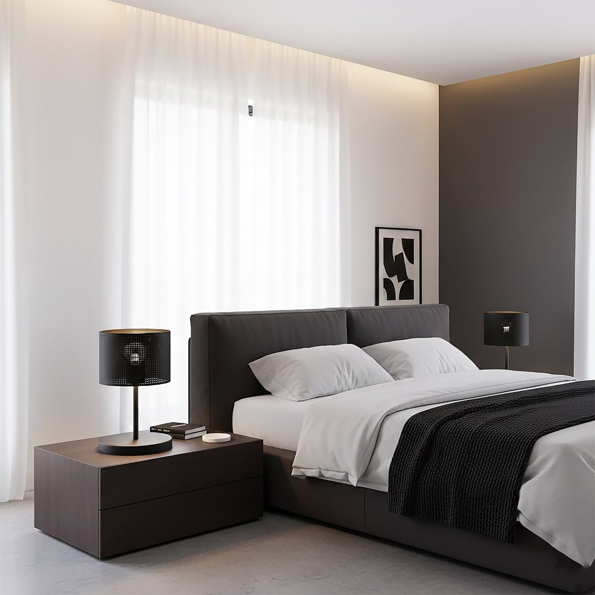 Stolní lampa LUX LN1 – černá, černé textilní stínidlo