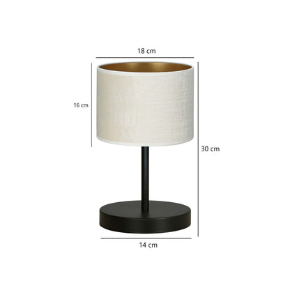Stolní lampa HILDE LN1 – černá, bílé textilní stínidlo