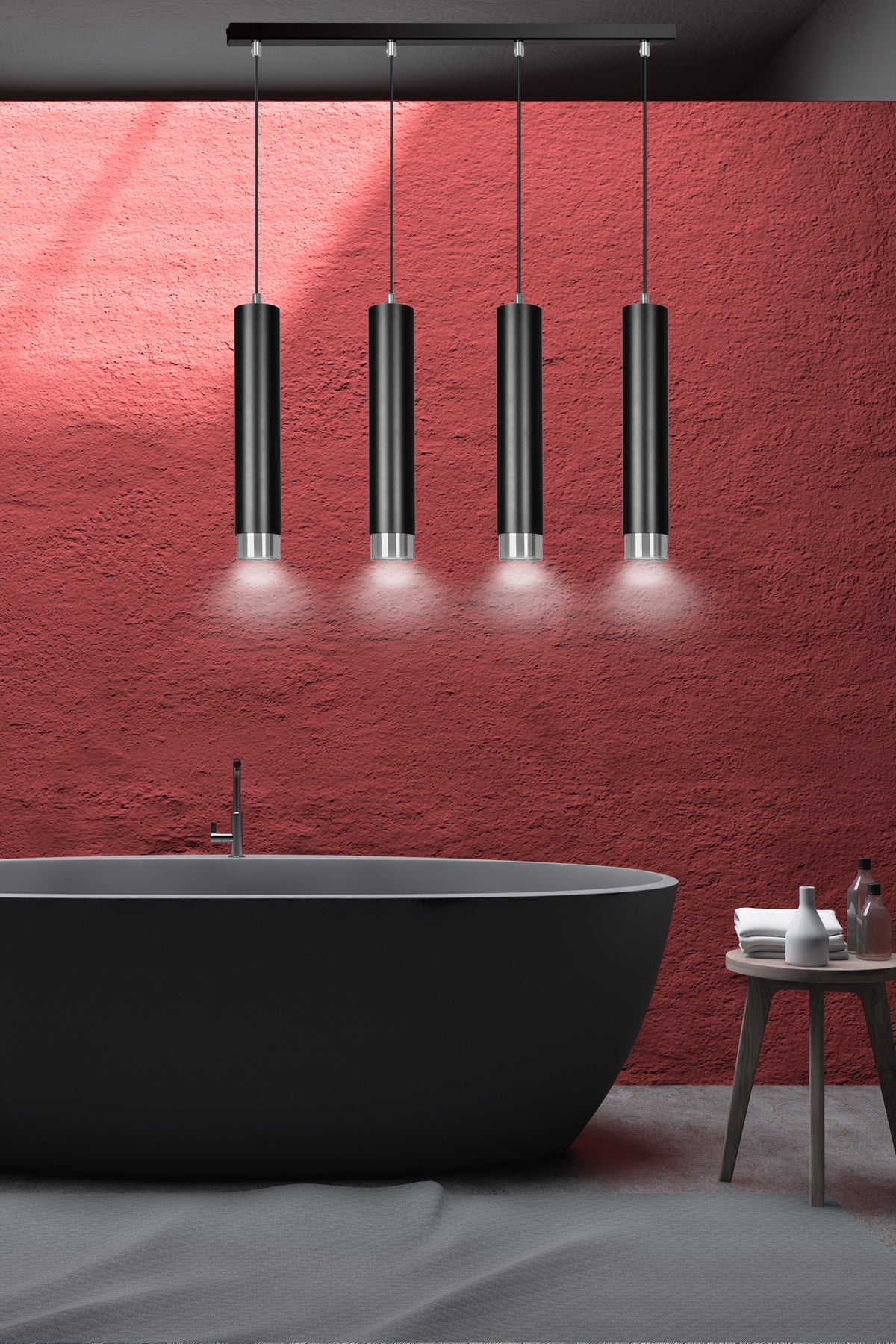 Závěsné svítidlo KIBO 4 – černé / chromové