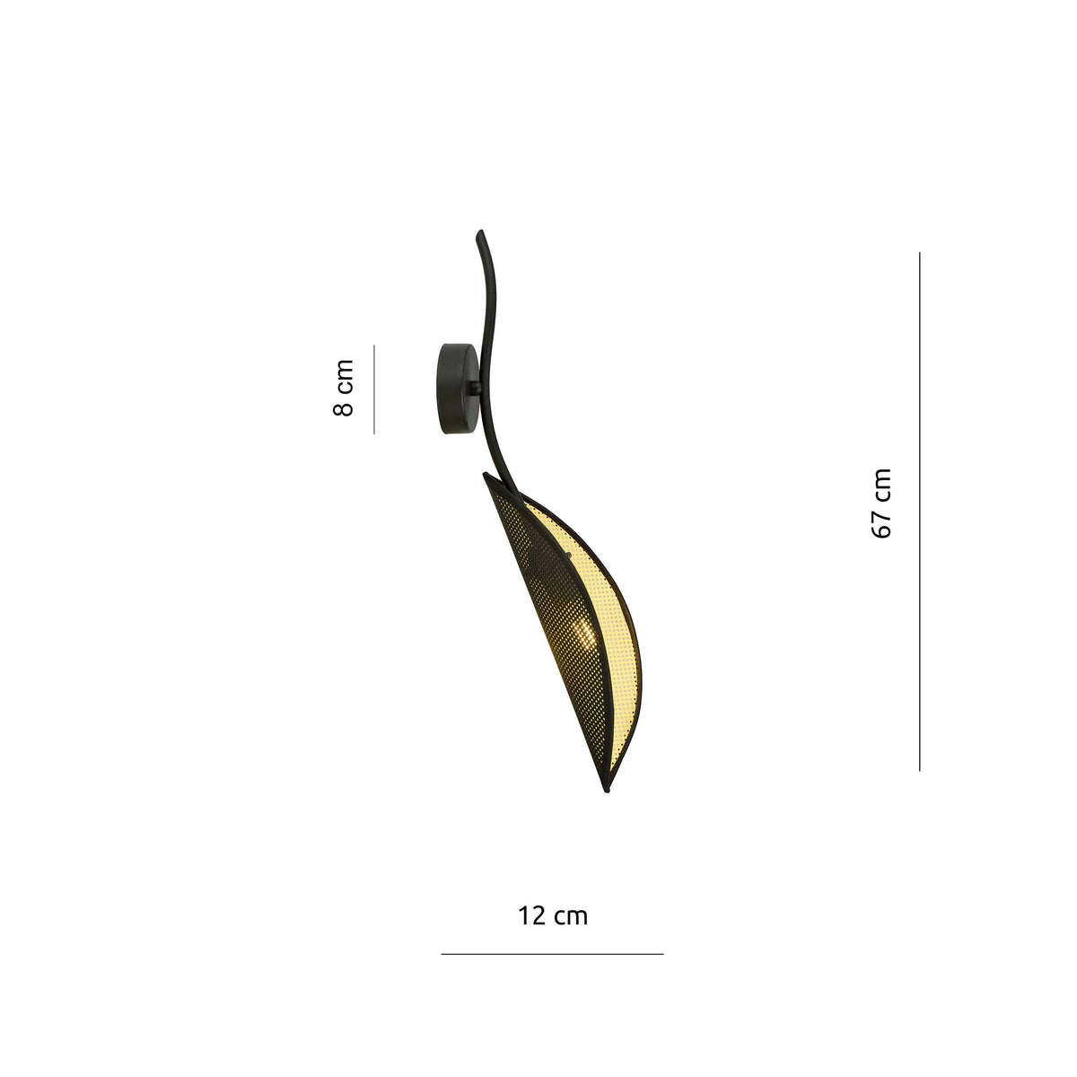 Nástěnné svítidlo LOTUS K1 – černé, černé / zlaté textilní stínidlo