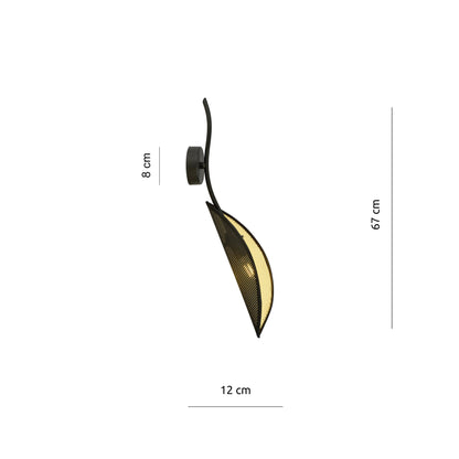 Nástěnné svítidlo LOTUS K1 – černé, černé / zlaté textilní stínidlo