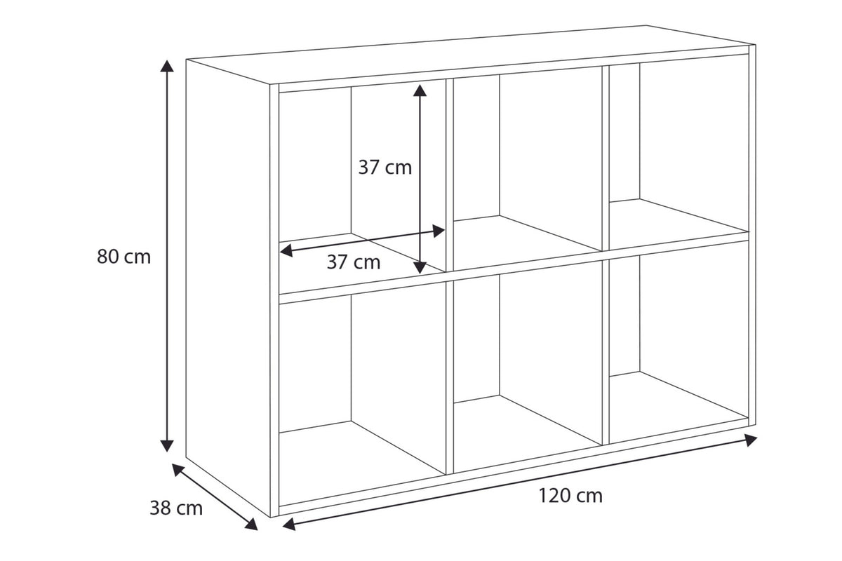 Knihovna LONI 2 × 3 – šedá