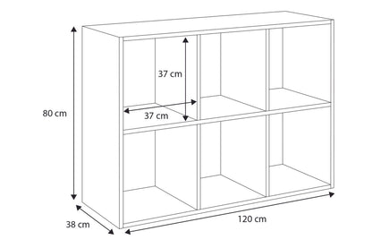 Knihovna LONI 2 × 3 – šedá