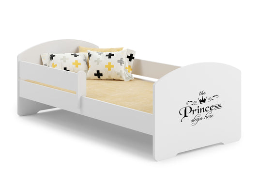 Dětská postel LUK 140 × 70 cm s ochrannou zábranou – motiv princezna
