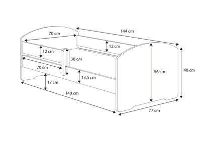 Dětská postel LUK 140 × 70 cm s ochrannou zábranou – motiv medvídek