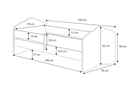 Dětská postel FALA 140 × 70 cm s ochrannou zábranou – motiv mořská víla