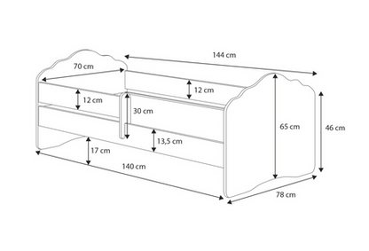 Dětská postel FALA 140 × 70 cm s ochrannou zábranou – motiv mořská víla