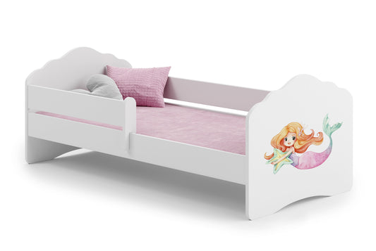 Dětská postel FALA 160 × 80 cm s ochrannou zábranou – motiv mořská víla