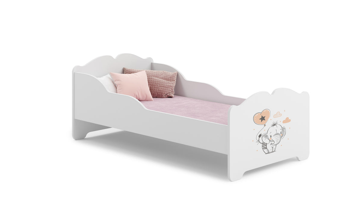 Dětská postel ANNA 140 × 70 cm s matrací – motiv slůně