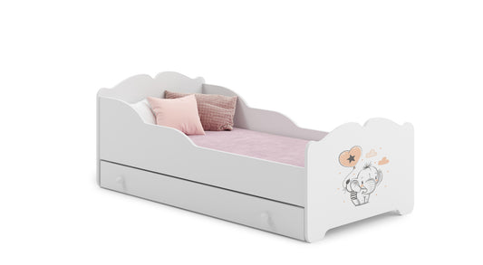 Dětská postel ANNA 140 × 70 cm s úložným šuplíkem – motiv slůně