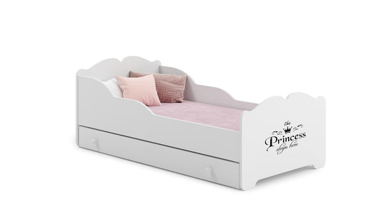 Dětská postel ANNA 140 × 70 cm s úložným šuplíkem – motiv princezna