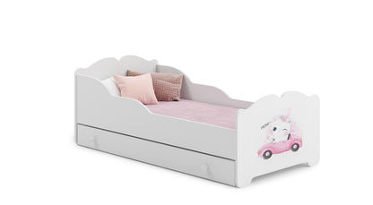 Dětská postel ANNA 160 × 80 cm s úložným šuplíkem – motiv kočka