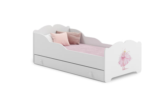 Dětská postel ANNA 160 × 80 cm s úložným šuplíkem – motiv princezna s korunkou