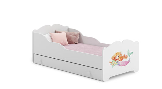 Dětská postel ANNA 160 × 80 cm s úložným šuplíkem – motiv mořská víla