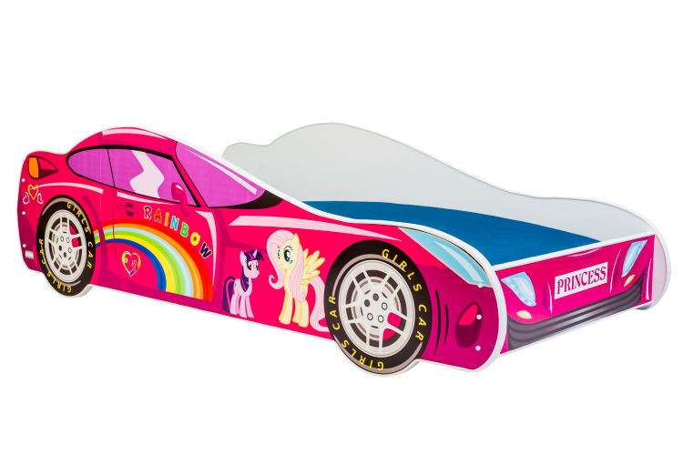 Dětská postel AUTO 160 × 80 cm – růžová – motiv růžové auto
